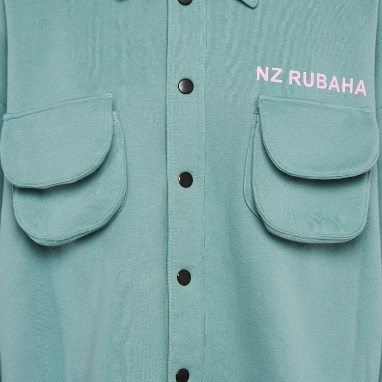 مملوكة مسبقًا Natasha Zinko Blue Cotton Blend Knit Button Front Jacket S