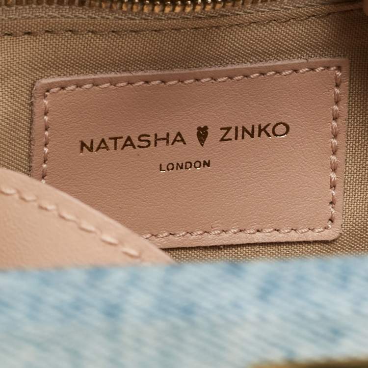 Pre Owned Natasha Zinko Blue Denim Box Crossbody Bag
