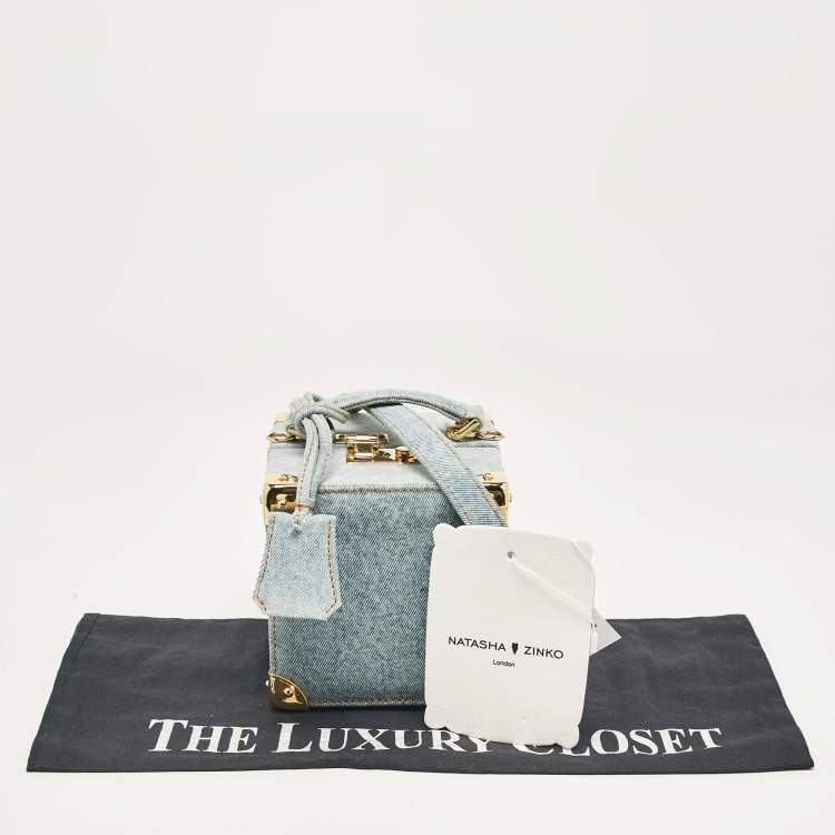 Pre Owned Natasha Zinko Blue Denim Box Crossbody Bag