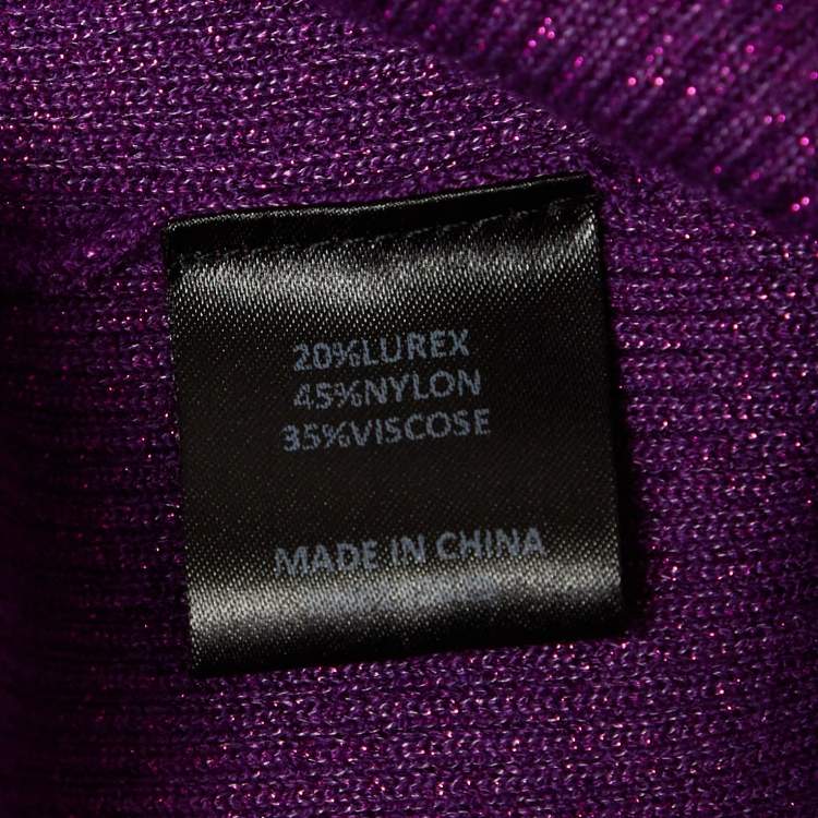 Pre Owned NBD Purple Lurex Rib Knit High Neck Pullover M
