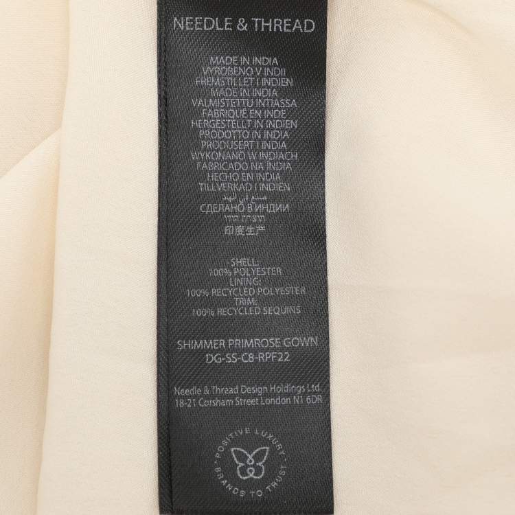 Pre Owned Needle & Thread Cream Mesh Shimmer Primrose Gown Dress S