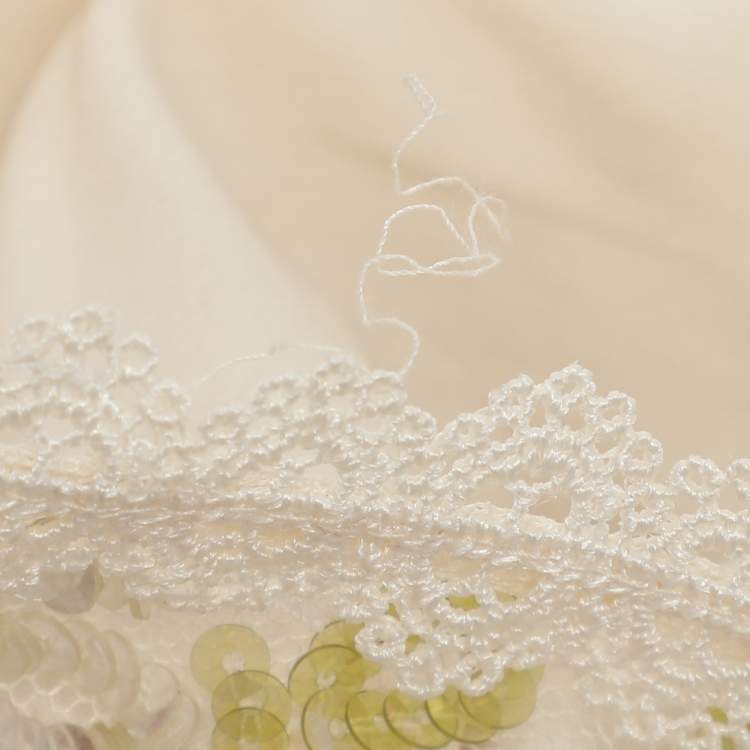 Pre Owned Needle & Thread Cream Mesh Shimmer Primrose Gown Dress S
