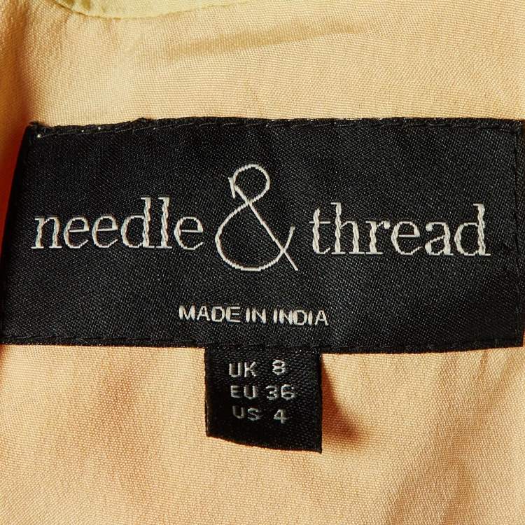 Pre Owned Needle & Thread Yellow/Pink Two Tone Tulle Maxi Skirt S