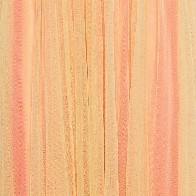 Pre Owned Needle & Thread Yellow/Pink Two Tone Tulle Maxi Skirt S