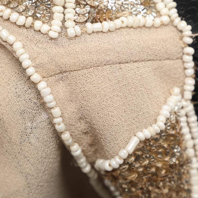 Pre Owned Needle & Thread Black Multicolor Sequin and Bead Embellished Sleeveless Top L