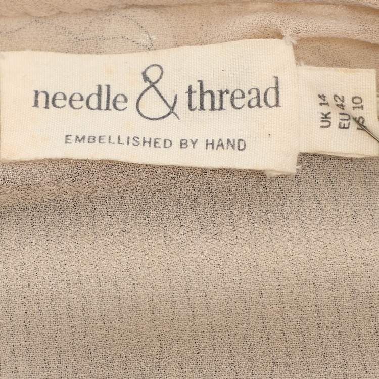 Pre Owned Needle & Thread Black Multicolor Sequin and Bead Embellished Sleeveless Top L