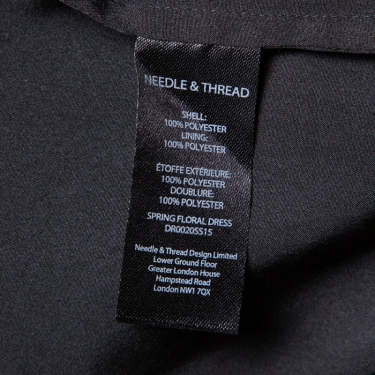 Pre Owned Needle & Thread Black Crepe Spring Sequin Floral Mini Dress M