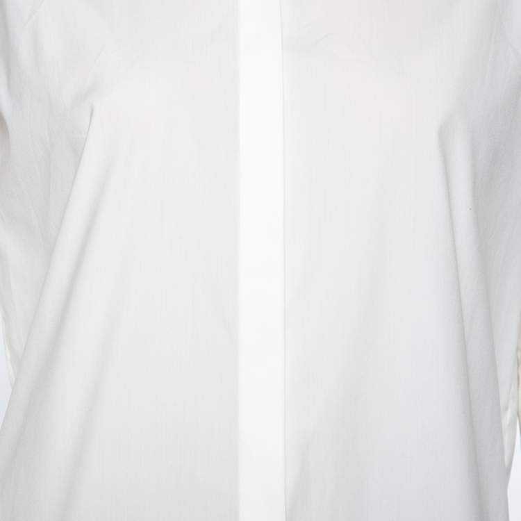 Pre Owned Neil Barrett White Cotton Ruffled Overlay Sleeve Detailed Masculine Fit Shirt M