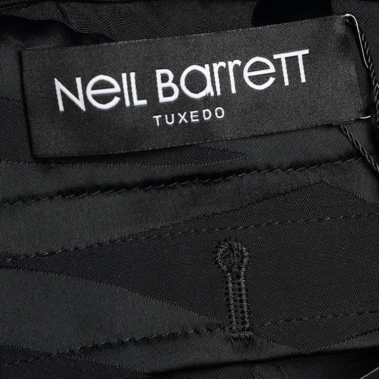 Pre Owned Neil Barrett Black Satin Fringe Tie Belt Slouch Shorts S
