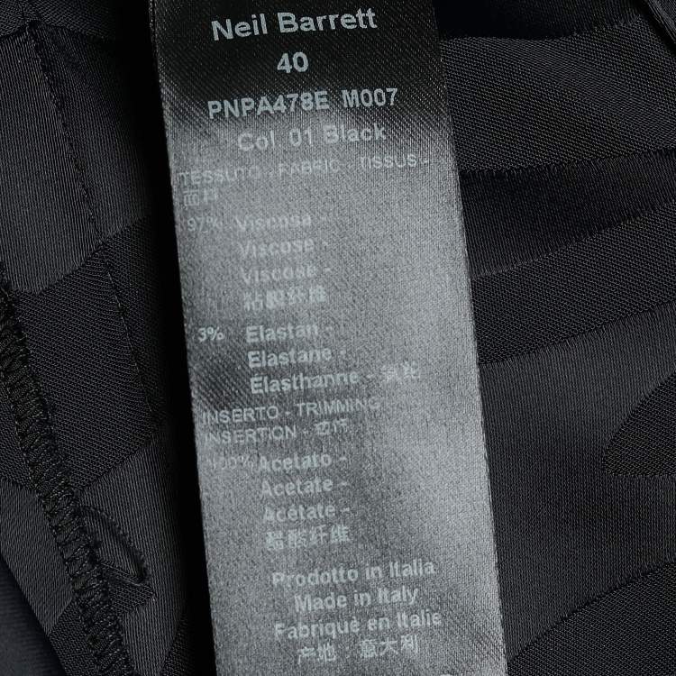 Pre Owned Neil Barrett Black Satin Fringe Tie Belt Slouch Shorts S