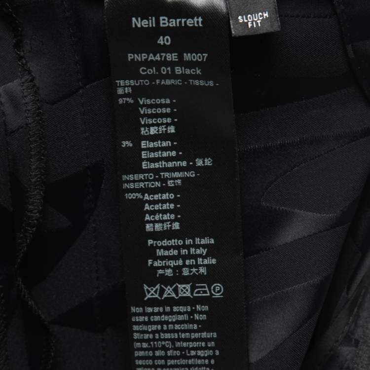 Pre Owned Neil Barrett Black Satin Fringed Tie-Belt Slouch Shorts S