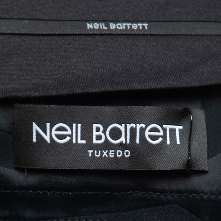 Pre Owned Neil Barrett Black Satin Fringed Tie-Belt Slouch Shorts S