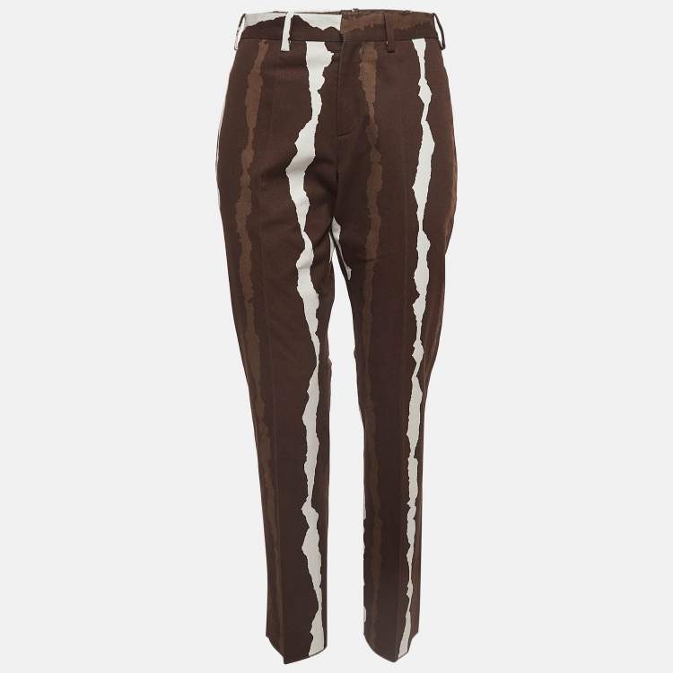 Pre Owned Neil Barrett Brown Abstract Print Cotton Pants S