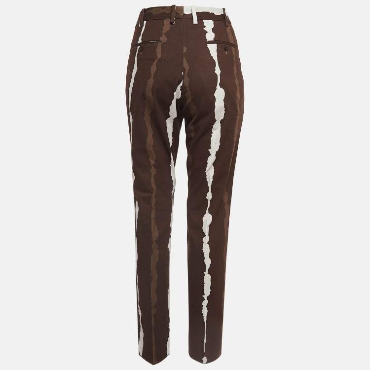 Pre Owned Neil Barrett Brown Abstract Print Cotton Pants S