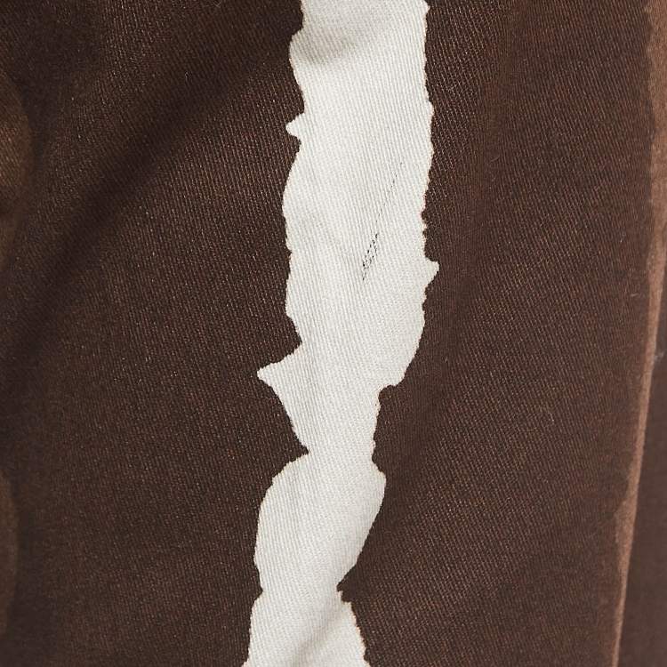 Pre Owned Neil Barrett Brown Abstract Print Cotton Pants S