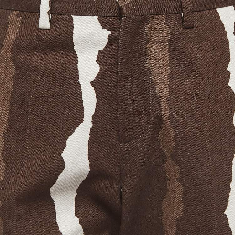 Pre Owned Neil Barrett Brown Abstract Print Cotton Pants S