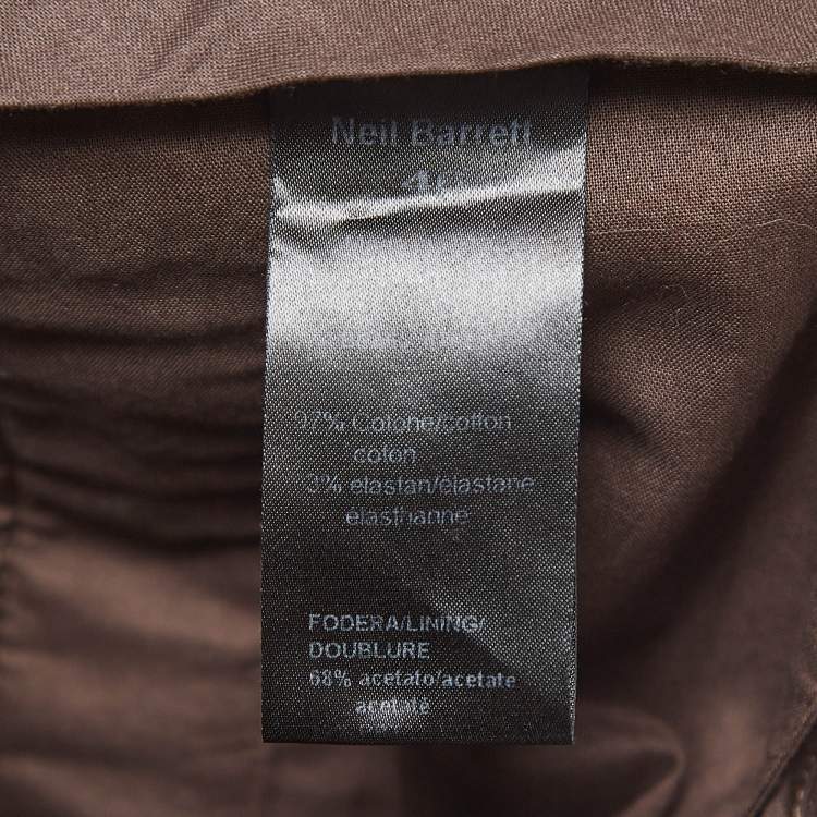 Pre Owned Neil Barrett Brown Abstract Print Cotton Pants S
