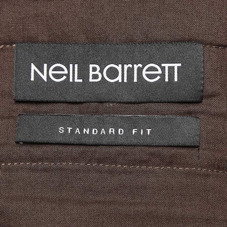 Pre Owned Neil Barrett Brown Abstract Print Cotton Pants S