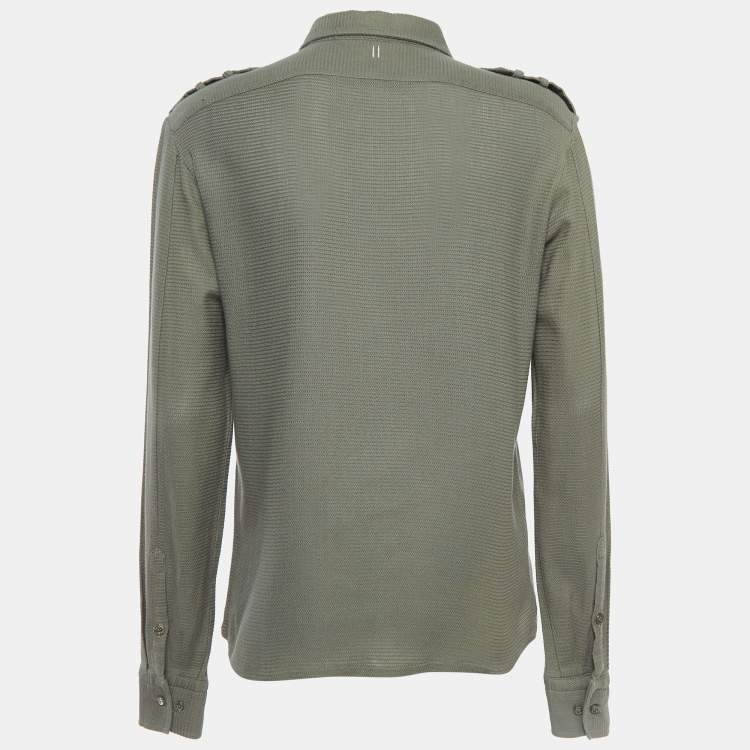 Pre Owned Neil Barrett Olive Green Cotton Military Shirt M