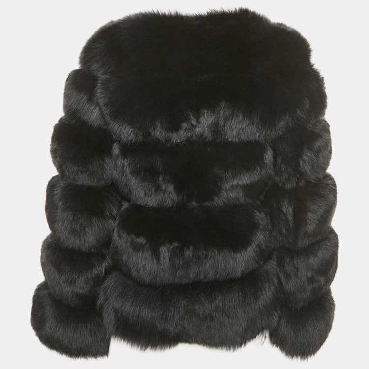 مملوكة مسبقًا Nellie Studio Black Fox Fur Jacket M
