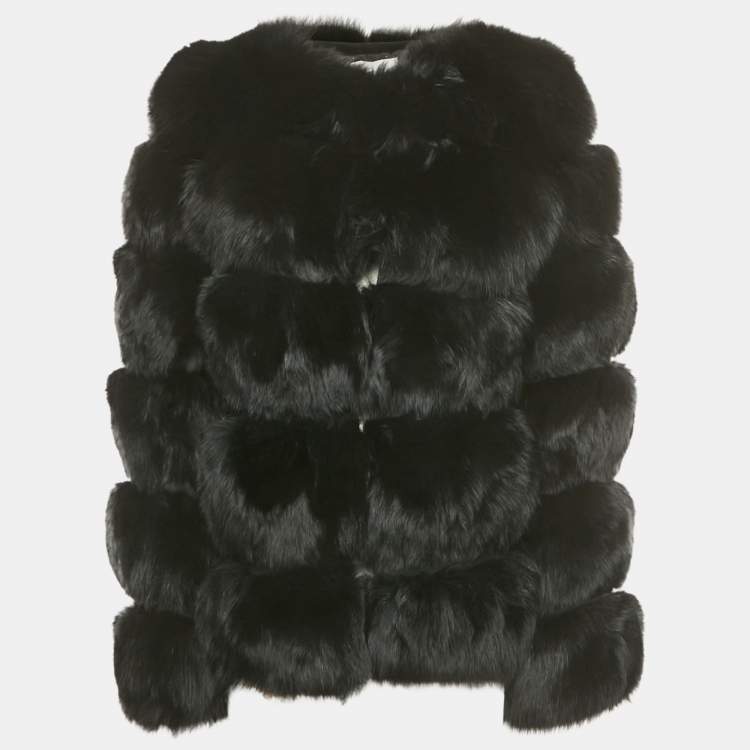 مملوكة مسبقًا Nellie Studio Black Fox Fur Jacket M