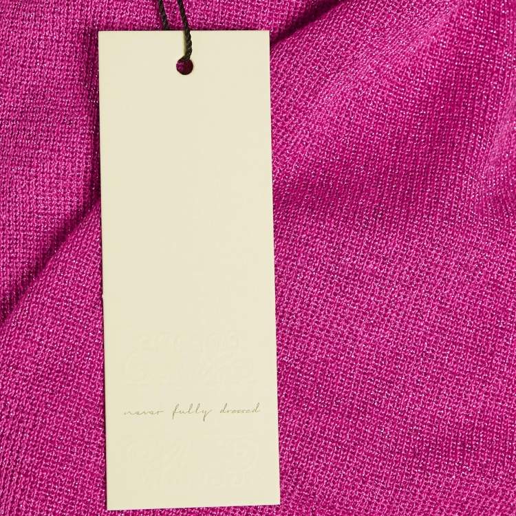 Pre Owned Never fully dressed Magenta Pink Lurex Knit Sparkle Top & Skirt Set S