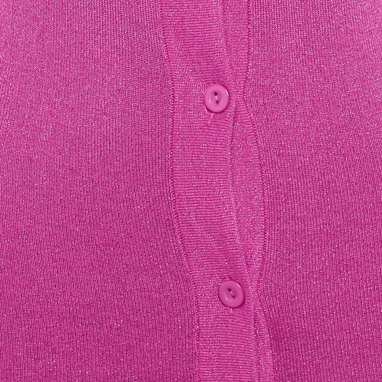 Pre Owned Never fully dressed Magenta Pink Lurex Knit Sparkle Top & Skirt Set S