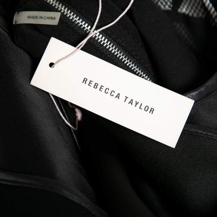 Pre Owned Rebecca Taylor Black Neoprene and Mesh Embellished Neckline Dress S 