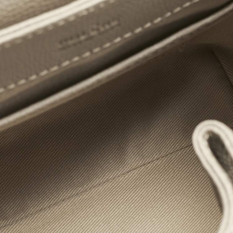 Pre Owned Polene Grey Leather Numéro Un Nano Top Handle Bag