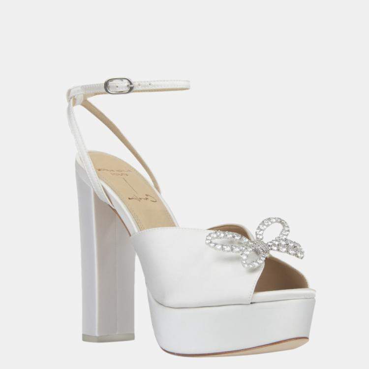 Pre Owned Black Suede Studio x Caroline Stanbury Cream Satin Caroline Sandals Size 38