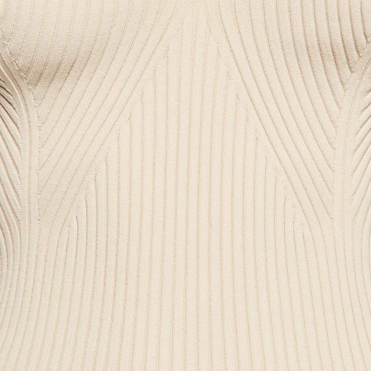 مملوكة مسبقًا Nicholas Beige Rib Knit Cage Rings Jules Dress S