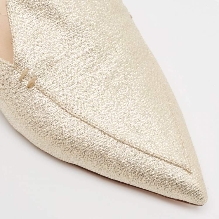 Pre Owned Nicholas Kirkwood Gold Lurex Fabric Beya Flat Mules Size 39