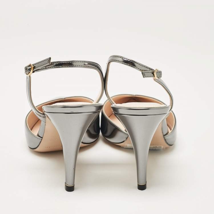 Pre Owned Nicholas Kirkwood Metallic Patent Leather Pearl Slingback Sandals Size 39
