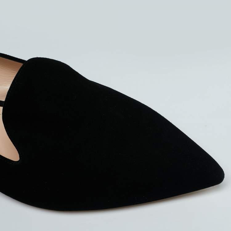 Pre Owned Nicholas Kirkwood Black Suede Casati Faux Pearl Heel Pointed Toe Loafers Size 40