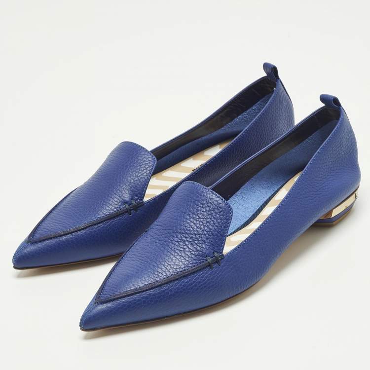 Pre Owned Nicholas Kirkwood Beya Size 40.5 Blue Leather Loafers