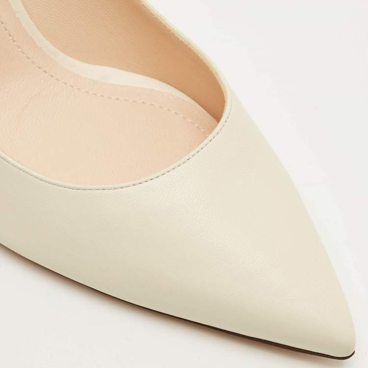 Pre Owned Nicholas Kirkwood Size 41 Cream Leather Pearl Embellished Pointed Toe Pumps