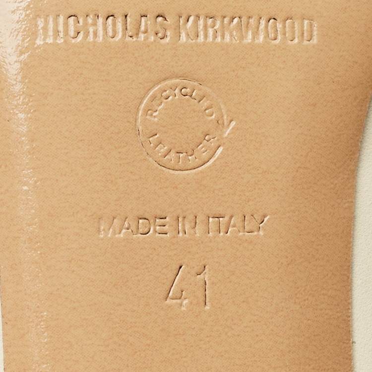 Pre Owned Nicholas Kirkwood Size 41 Cream Leather Pearl Embellished Pointed Toe Pumps