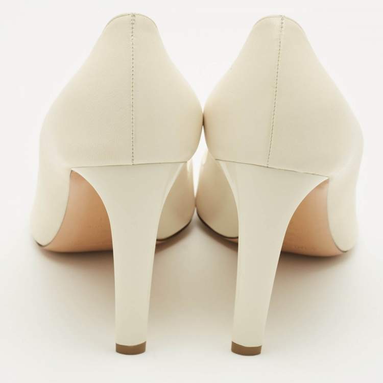 Pre Owned Nicholas Kirkwood Size 41 Cream Leather Pearl Embellished Pointed Toe Pumps