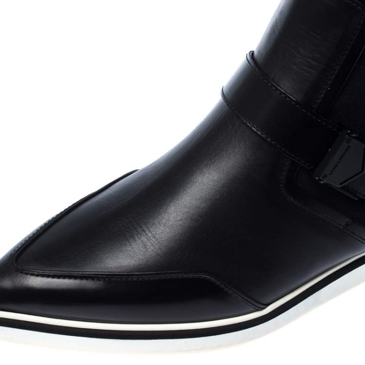 Pre Owned Nicholas Kirkwood Black Leather And Stretch Fabric Pointed Toe Boots Size 41