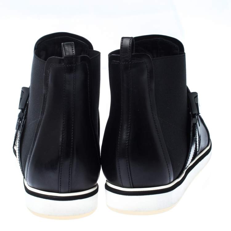 Pre Owned Nicholas Kirkwood Black Leather And Stretch Fabric Pointed Toe Boots Size 41