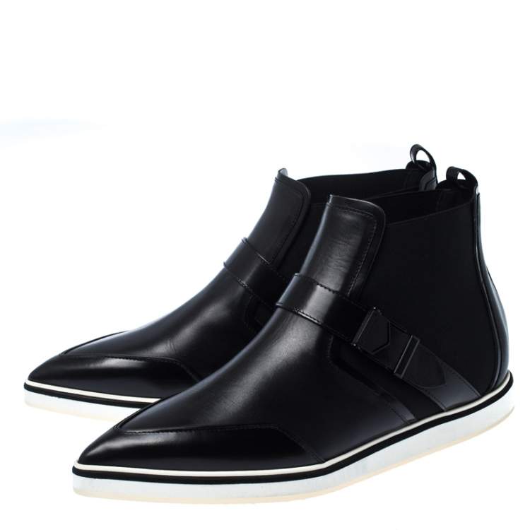 Pre Owned Nicholas Kirkwood Black Leather And Stretch Fabric Pointed Toe Boots Size 41