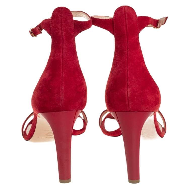 Pre Owned Nicolas Kirkwood Red Suede Mia Ankle Strap Sandals Size 40