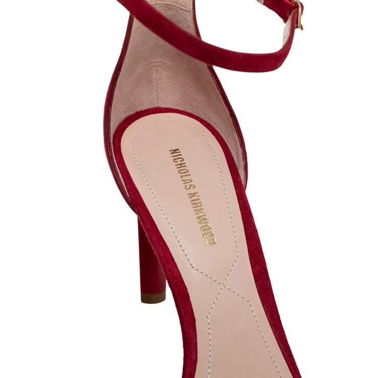 Pre Owned Nicolas Kirkwood Red Suede Mia Ankle Strap Sandals Size 40