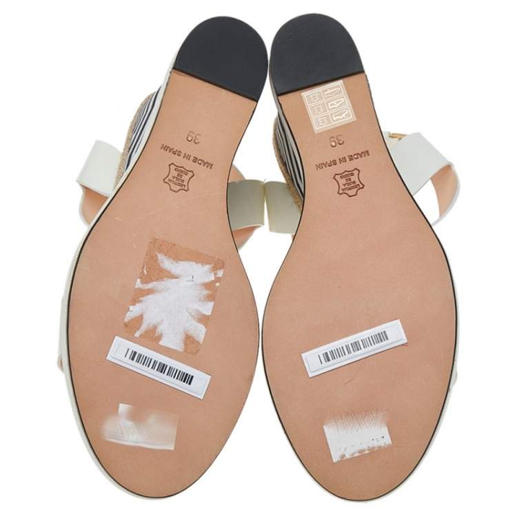 Pre Owned Nicholas Kirkwood White Patent Leather Wedge Espadrille Ankle Strap Sandals Size 39