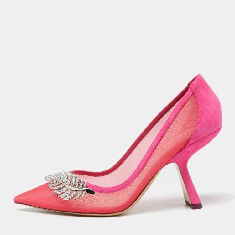 Pre Owned Nicholas Kirkwood Pink Mesh And Suede Monstera Pumps Size 38.5