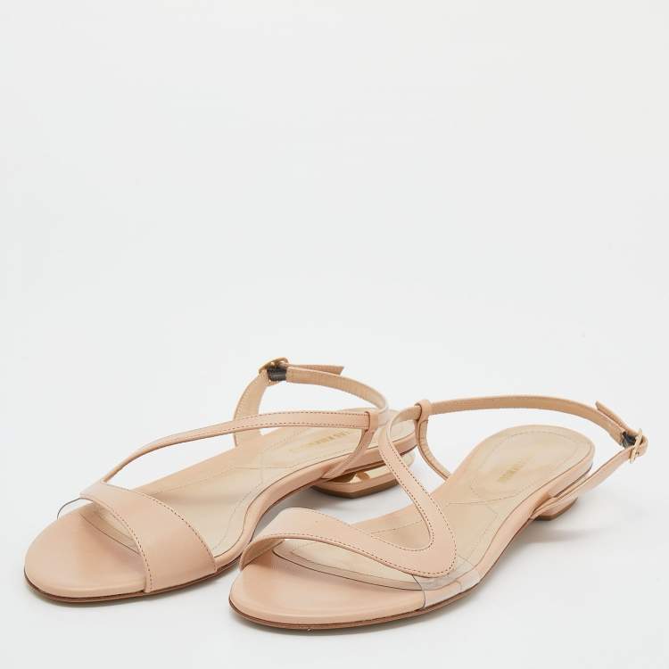 Pre Owned Nicholas Kirkwood Beige Leather Slingback Sandals Size 36.5