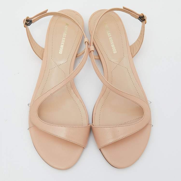 Pre Owned Nicholas Kirkwood Beige Leather Slingback Sandals Size 36.5