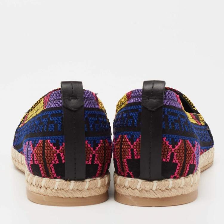 Pre Owned Nicholas Kirkwood Multicolor Embroidered Fabric Mexican Pointed Toe Espadrille Flats Size 38 