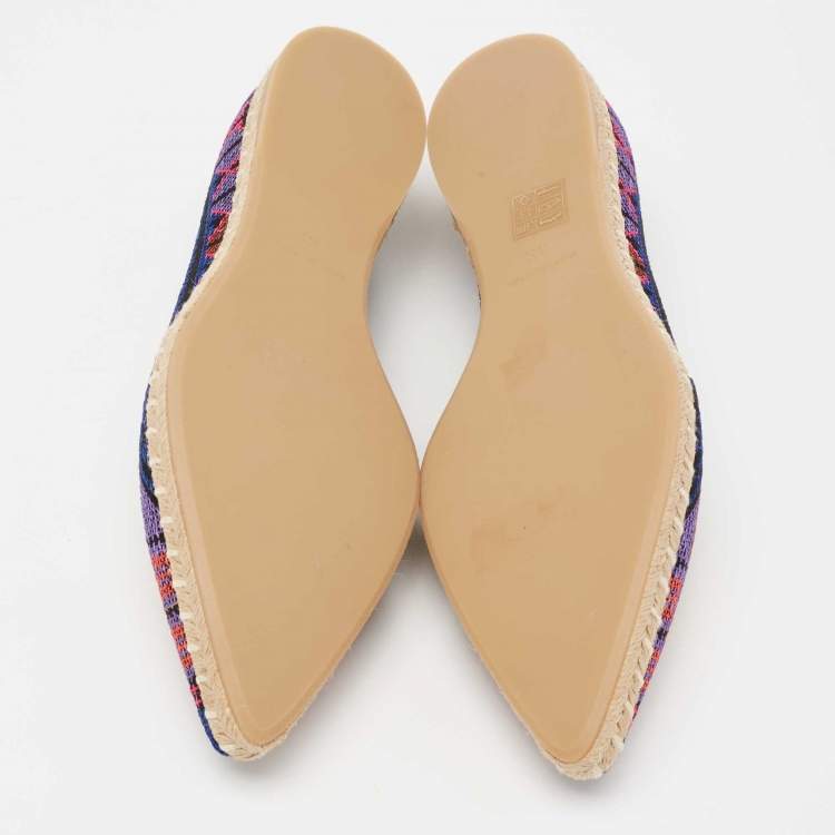 Pre Owned Nicholas Kirkwood Multicolor Embroidered Fabric Mexican Pointed Toe Espadrille Flats Size 38 