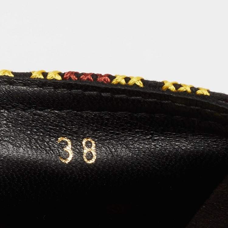 Pre Owned Nicholas Kirkwood Multicolor Embroidered Fabric Mexican Pointed Toe Espadrille Flats Size 38 